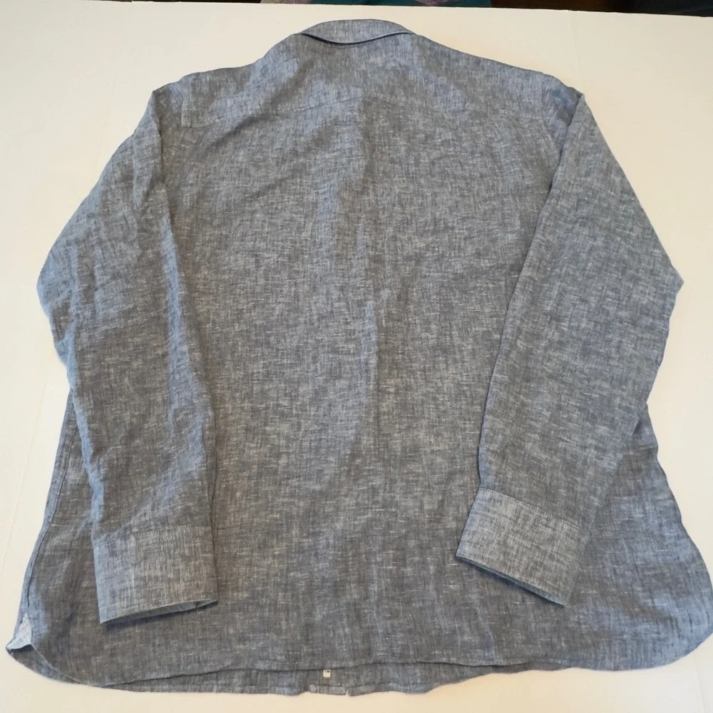 Johnston & Murphy Mens Blue Linen Cotton Blend Button Down Shirt Size‎ M Turkey
